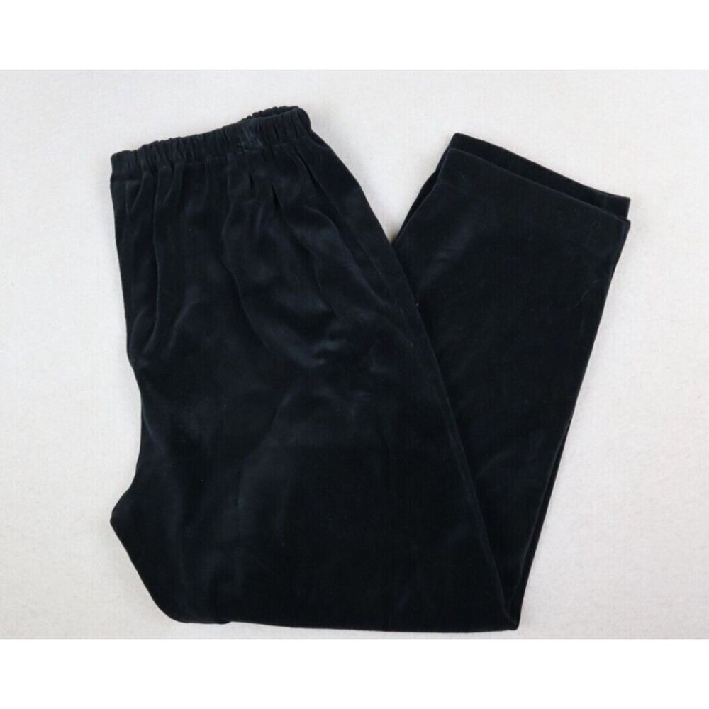 CAPACITY KNITS - WOMEN'S BLACK VELOUR ELASTIC WAIST PULL-ON PANTS - SIZE M SHORT